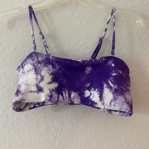 Zaful Purple Tie Dye Ribbed Bandeau Bikini Size M